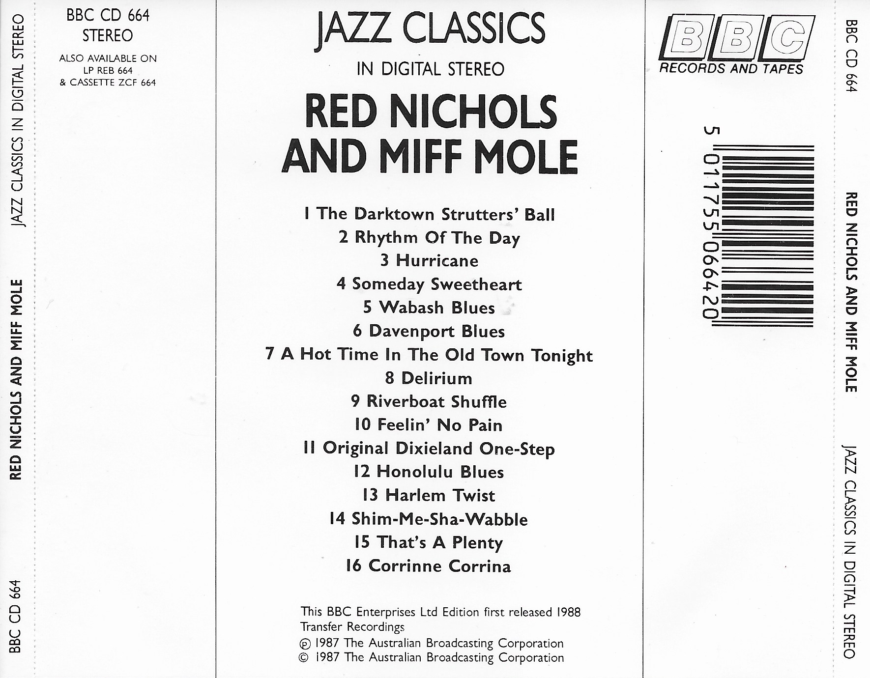 Picture of BBCCD664 Jazz classics - Red Nichols and Miff Mole by artist Nichols / Mole from the BBC records and Tapes library